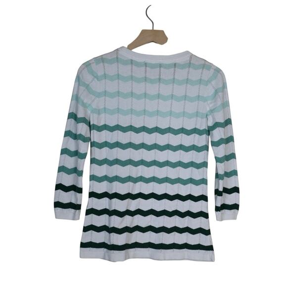 41 Hawthorn Womens XS Irene Pointelle Chevron Striped Sweater in White Green - Picture 3 of 11